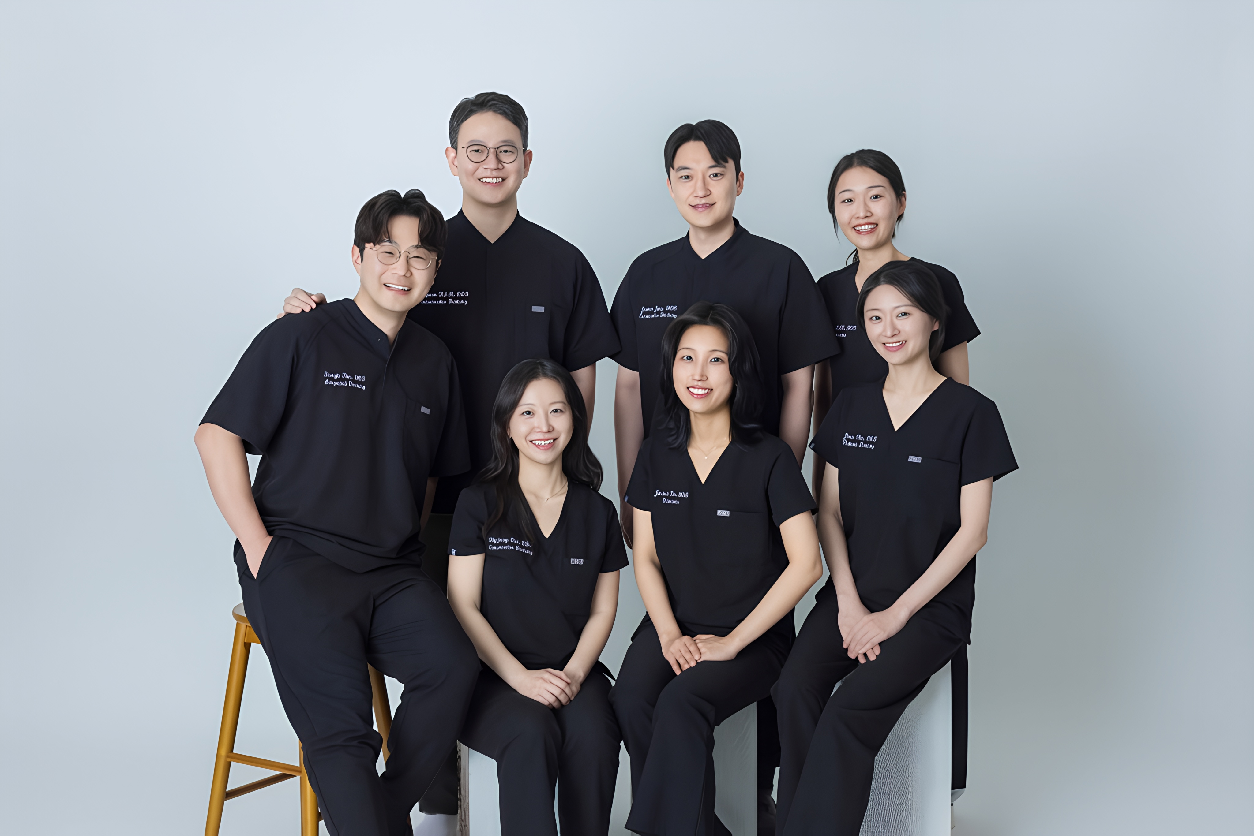 대구365치과 7인 의료진 가로 단체컷 — 2열 구성